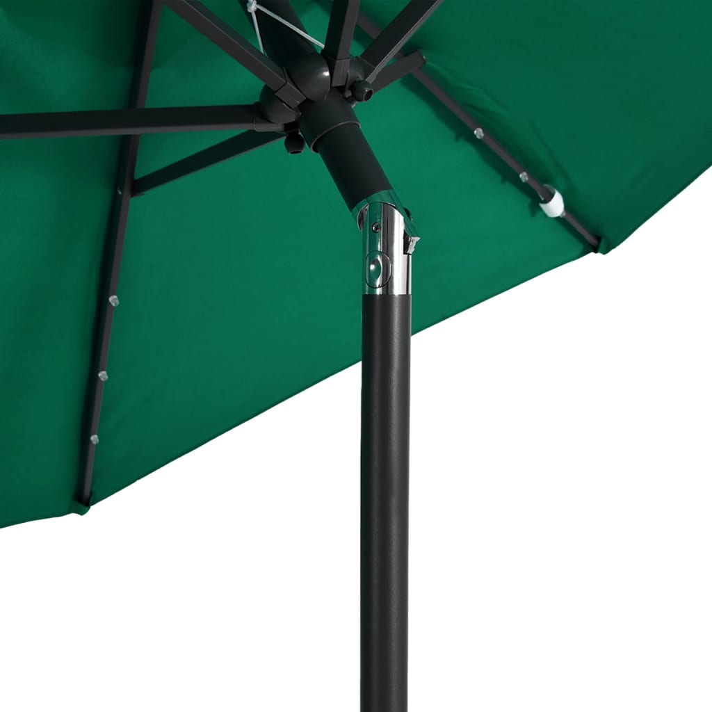 Umbrelă soare de grădină stâlp din oțel/LED verde 225x225x212cm GartenMobel Dekor