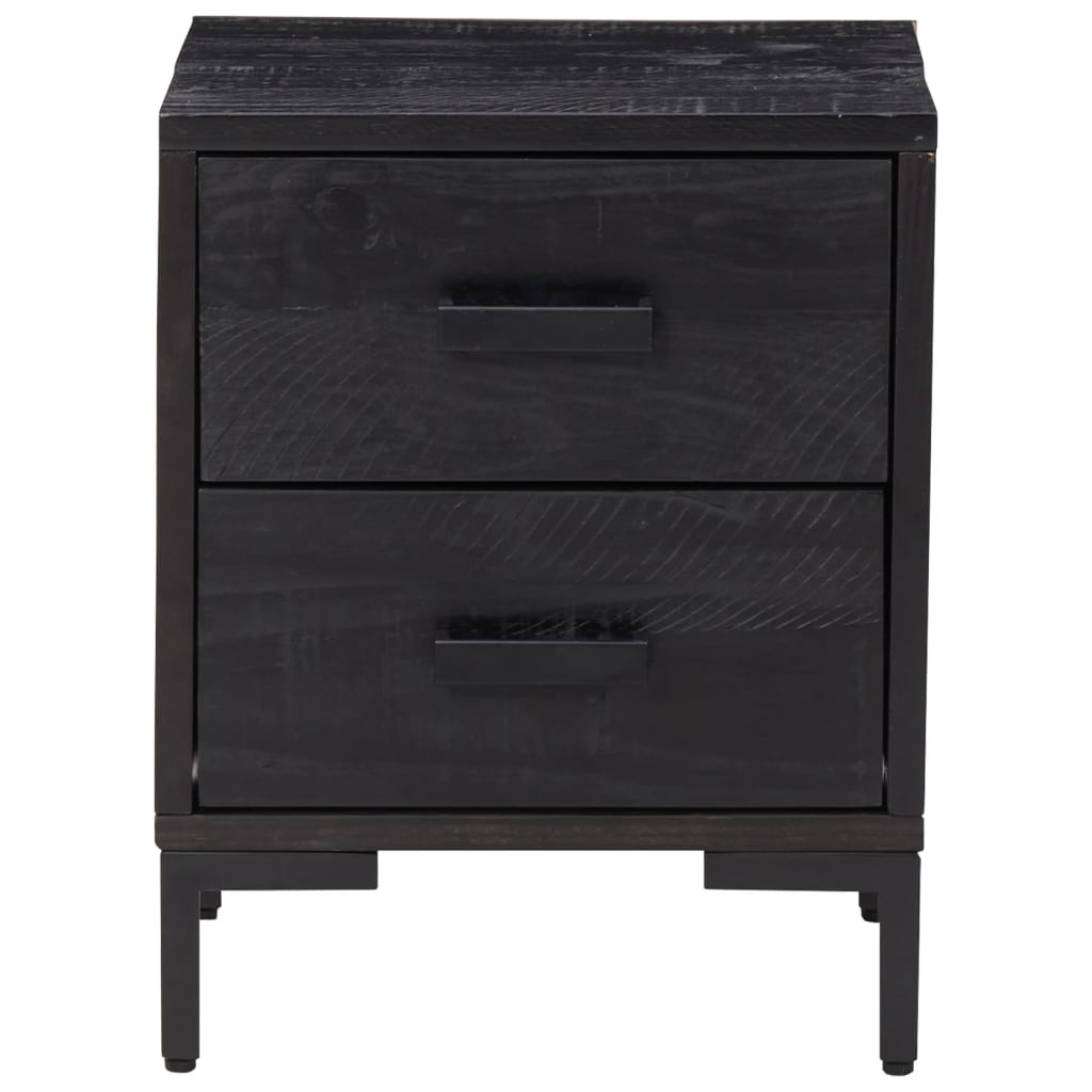 Noptiere, 2 buc., negru, 36x30x45 cm, lemn masiv de pin GartenMobel Dekor