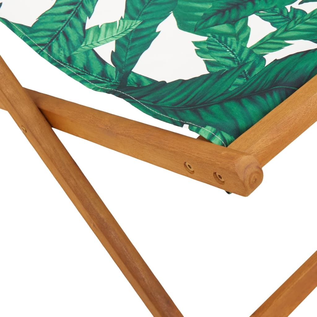 Scaune de plajă pliabile 2 buc model frunze, textil/lemn masiv GartenMobel Dekor