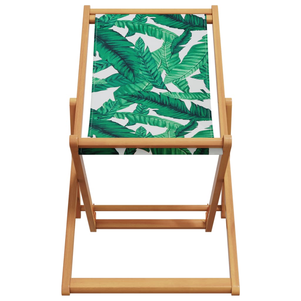 Scaune de plajă pliabile 2 buc model frunze, textil/lemn masiv GartenMobel Dekor