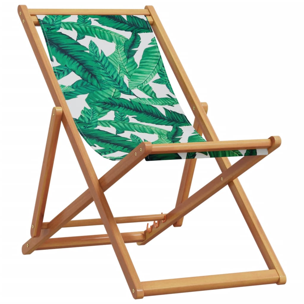 Scaune de plajă pliabile 2 buc model frunze, textil/lemn masiv GartenMobel Dekor