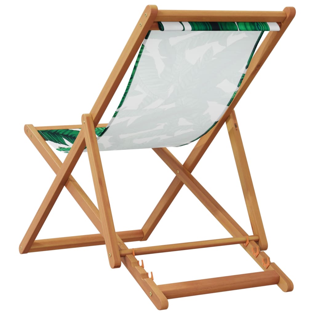 Scaune de plajă pliabile 2 buc model frunze, textil/lemn masiv GartenMobel Dekor