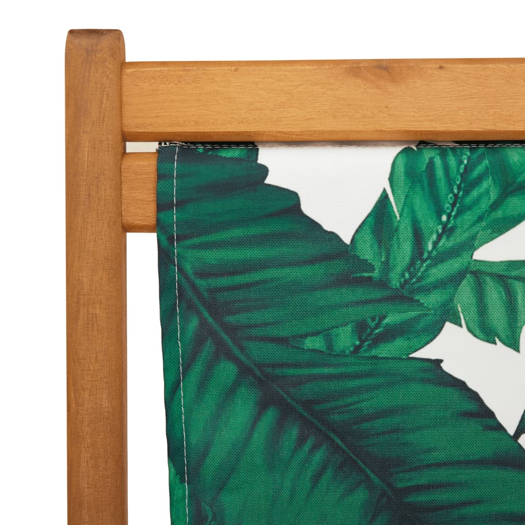 Scaune de plajă pliabile 2 buc model frunze, textil/lemn masiv GartenMobel Dekor