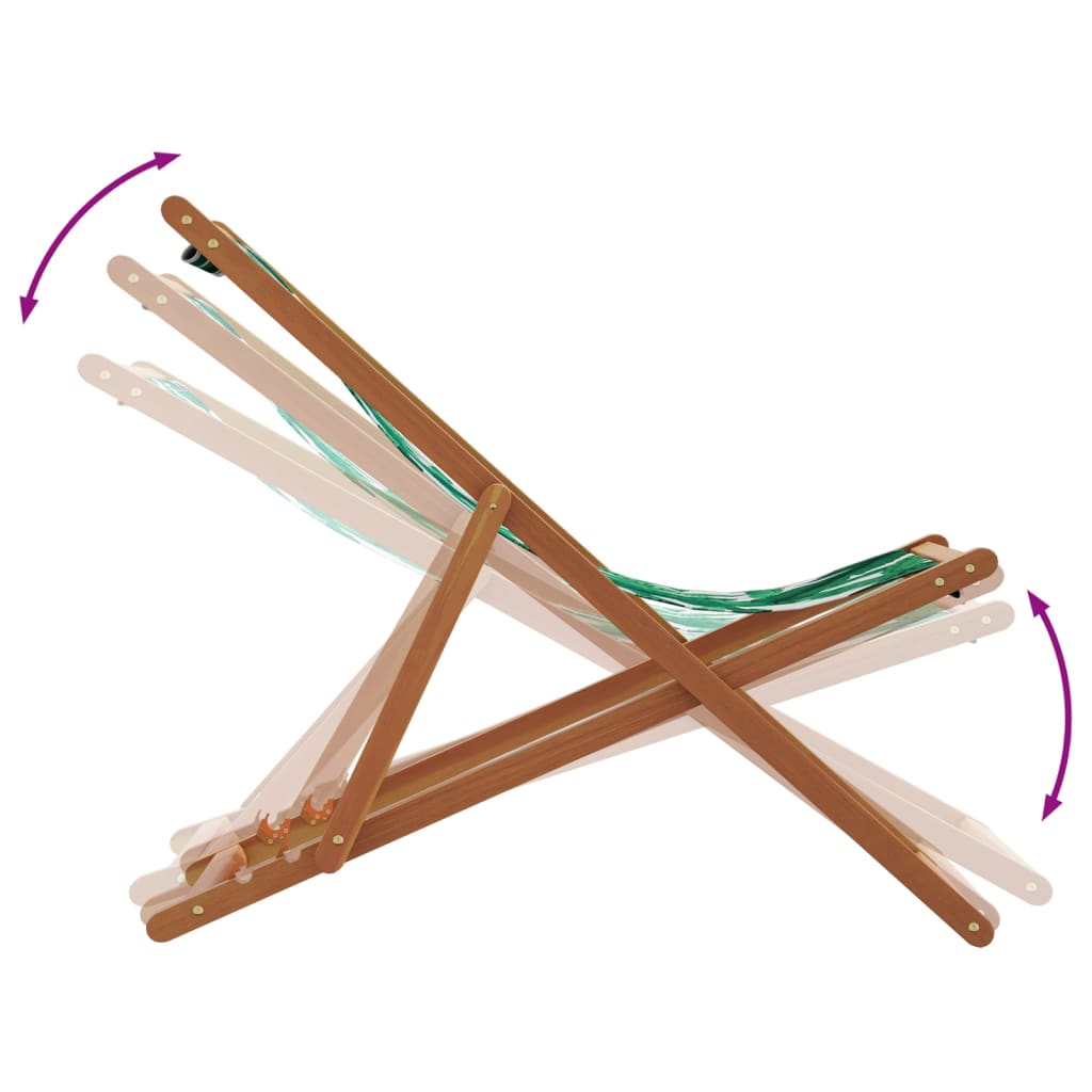 Scaune de plajă pliabile 2 buc model frunze, textil/lemn masiv GartenMobel Dekor