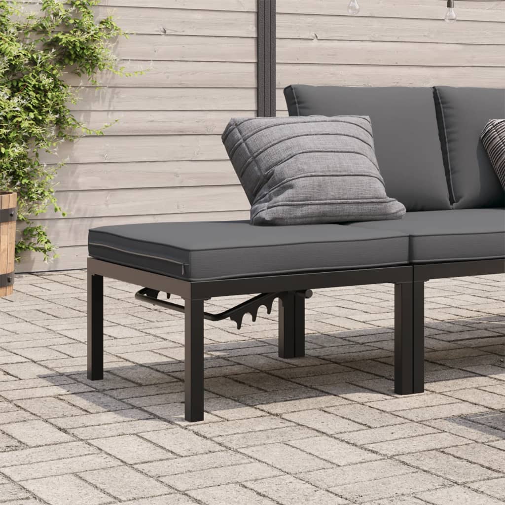 Scaun de grădină cu pernă, negru, aluminiu GartenMobel Dekor