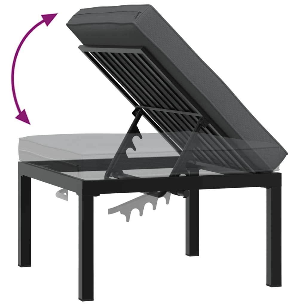 Scaun de grădină cu pernă, negru, aluminiu GartenMobel Dekor
