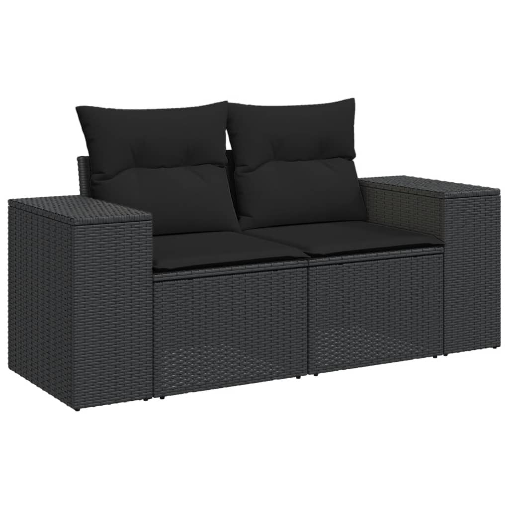 Set mobilier de grădină cu perne, 9 piese, negru, poliratan GartenMobel Dekor