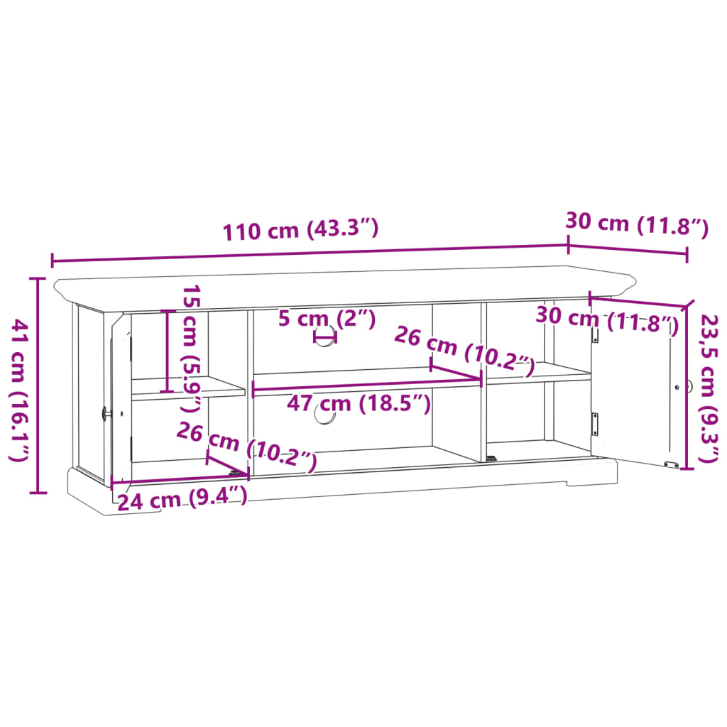 Dulap TV, alb, 110x30x41 cm, lemn prelucrat GartenMobel Dekor