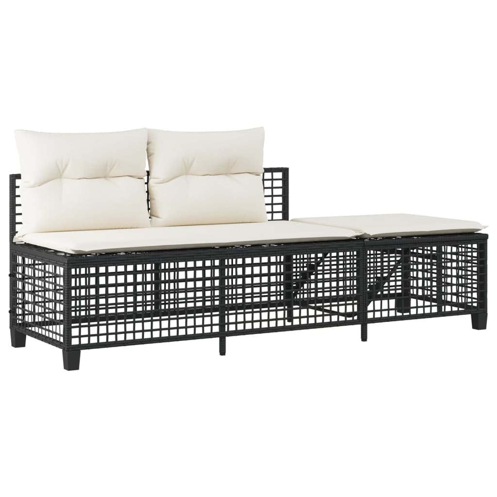 Set mobilier colțar de grădină cu perne 3 piese negru poliratan GartenMobel Dekor