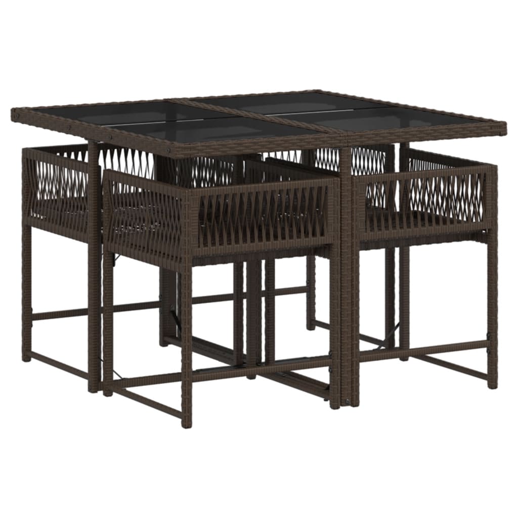 Set mobilier de grădină, 5 piese, cu perne, maro, poliratan GartenMobel Dekor