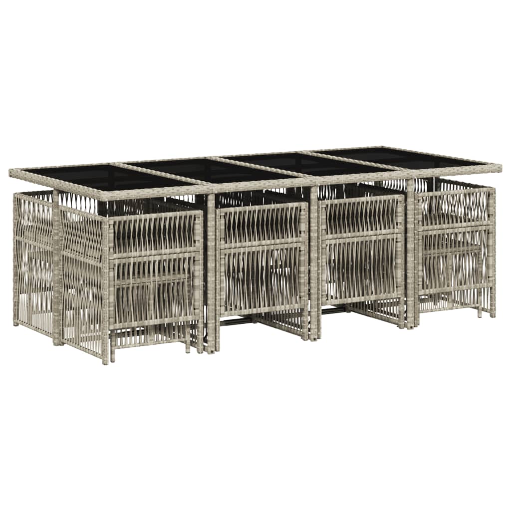 Set mobilier de grădină cu perne 13 piese gri deschis poliratan GartenMobel Dekor