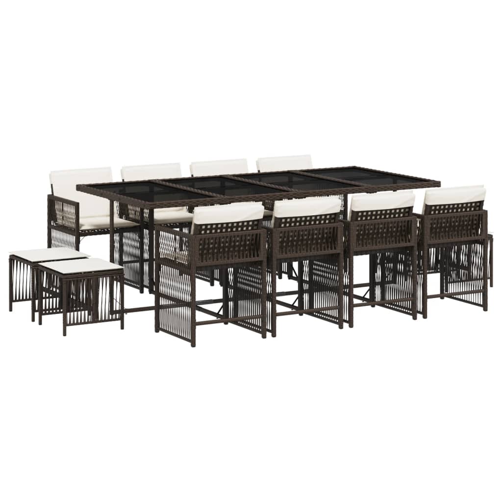 Set mobilier de grădină, 13 piese, maro, cu perne, poliratan GartenMobel Dekor