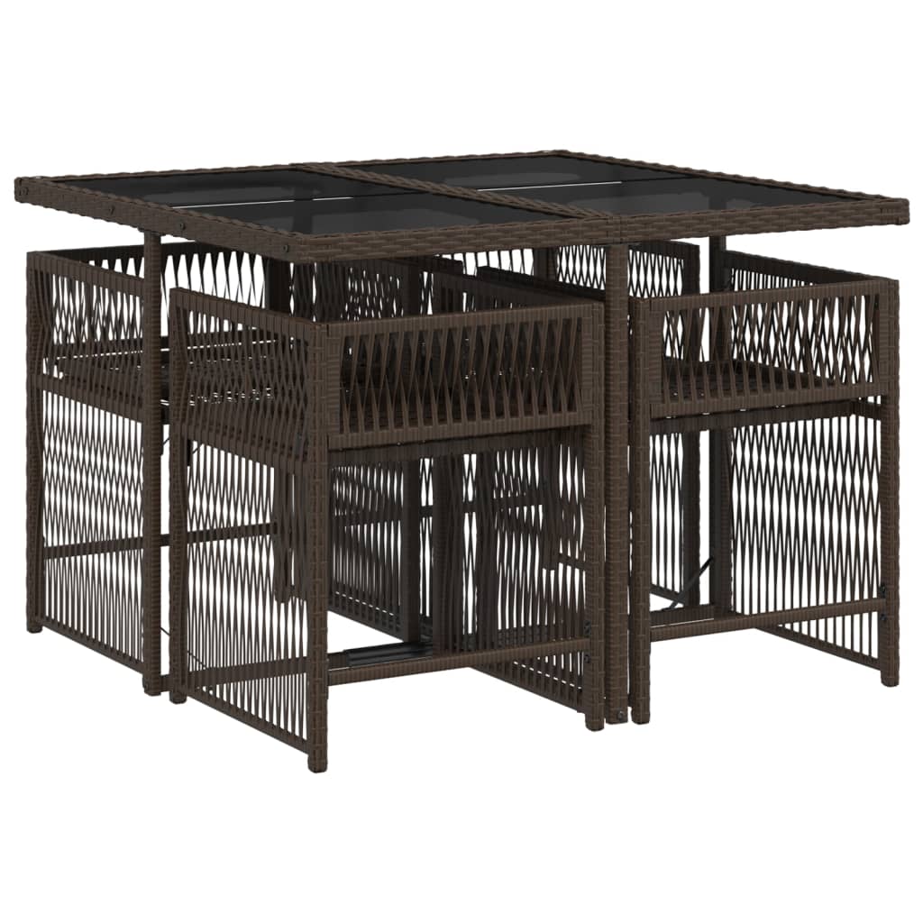 Set mobilier de grădină, 5 piese, cu perne, maro, poliratan GartenMobel Dekor