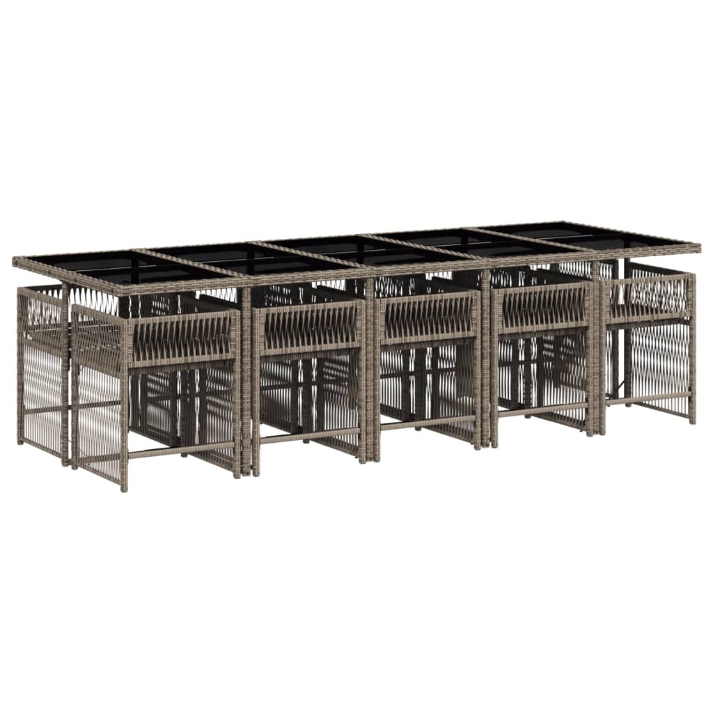 Set mobilier de grădină cu perne, 11 piese, gri, poliratan GartenMobel Dekor