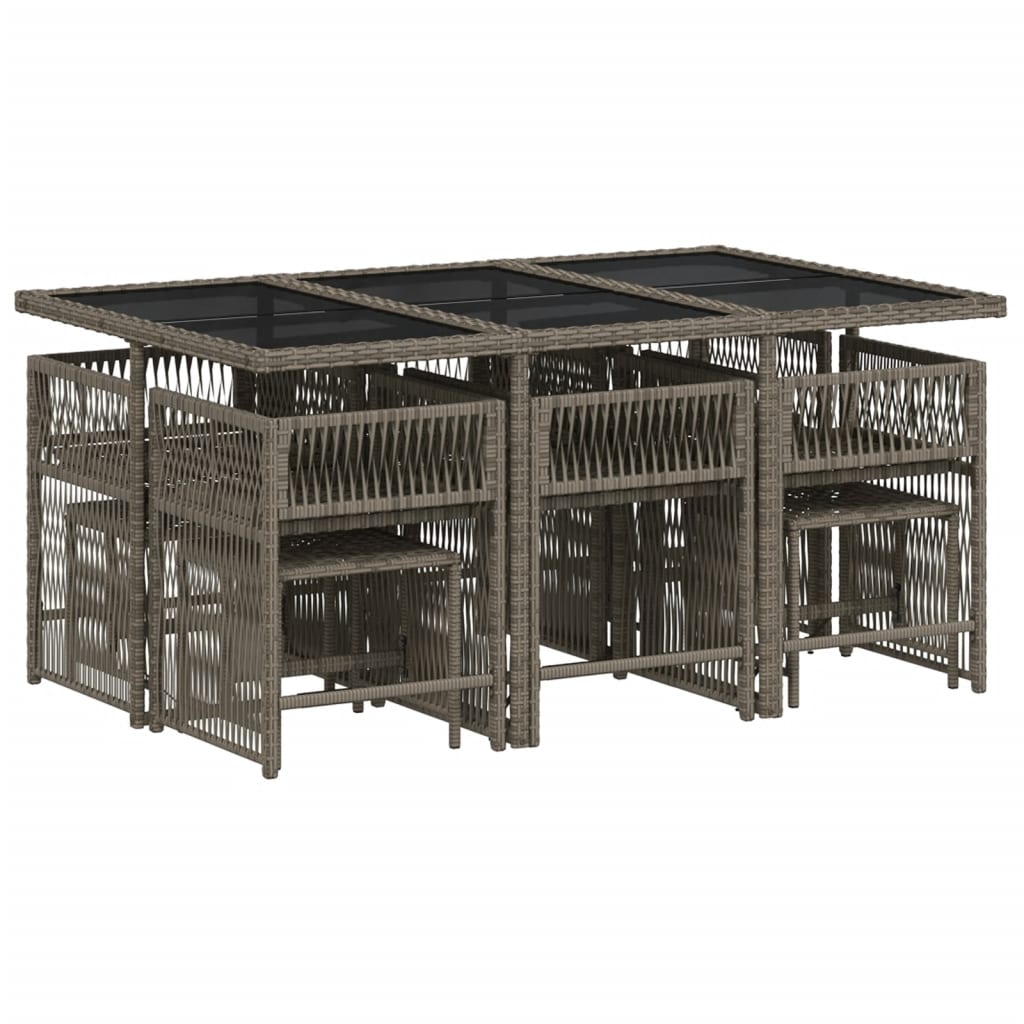 Set mobilier de grădină cu perne, 11 piese, gri, poliratan GartenMobel Dekor