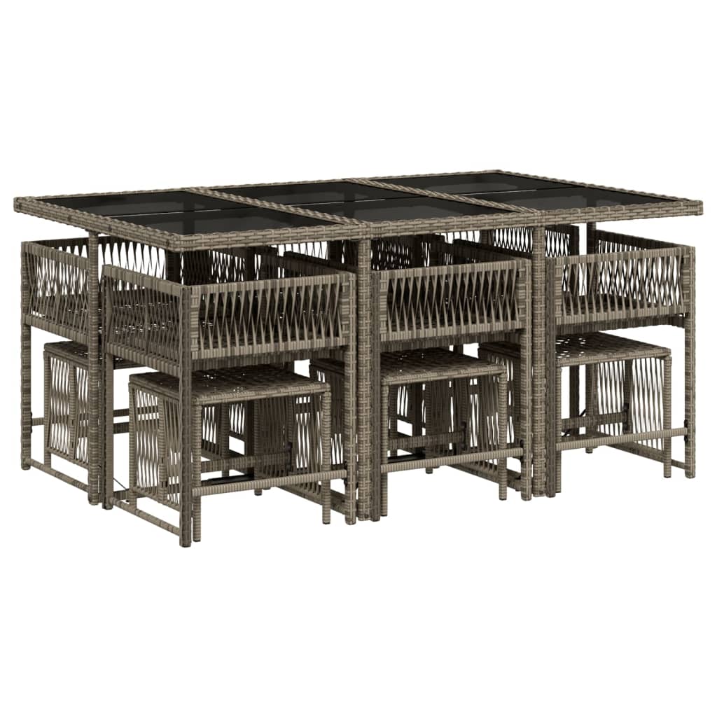 Set mobilier de grădină cu perne, 11 piese, gri, poliratan GartenMobel Dekor