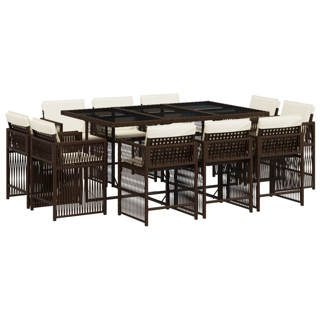 Set mobilier de grădină cu perne, 11 piese, maro, poliratan GartenMobel Dekor