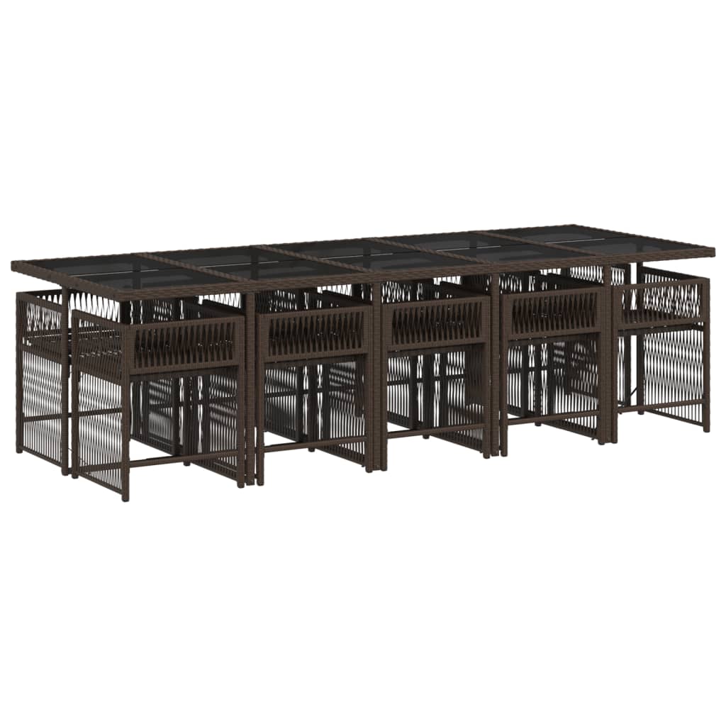 Set mobilier de grădină cu perne, 11 piese, maro, poliratan GartenMobel Dekor