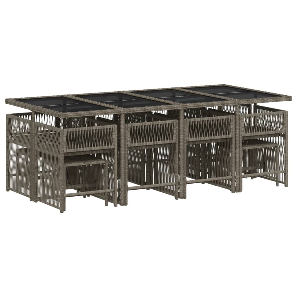 Set mobilier de grădină cu perne, 13 piese, gri, poliratan GartenMobel Dekor