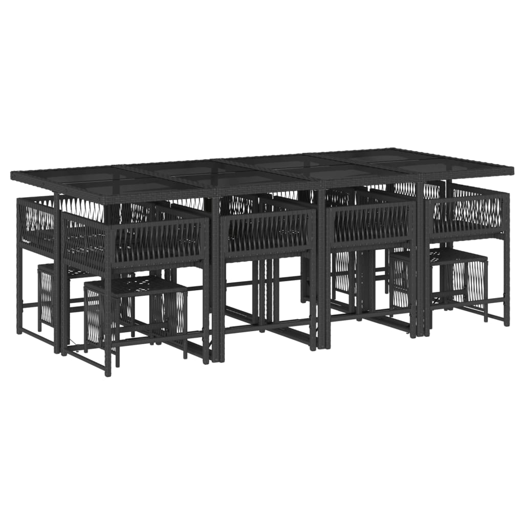 Set mobilier de grădină cu perne, 13 piese, negru, poliratan GartenMobel Dekor