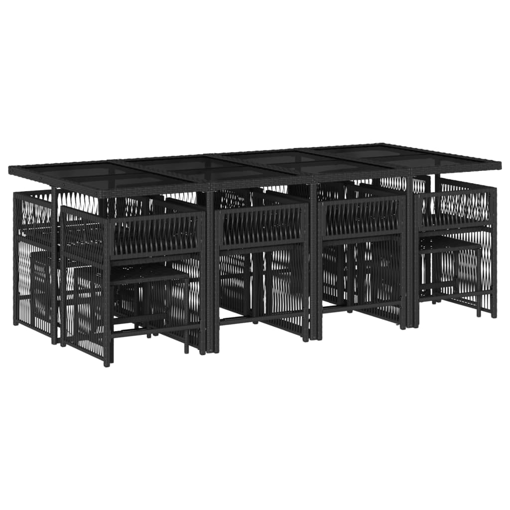 Set mobilier de grădină cu perne, 13 piese, negru, poliratan GartenMobel Dekor