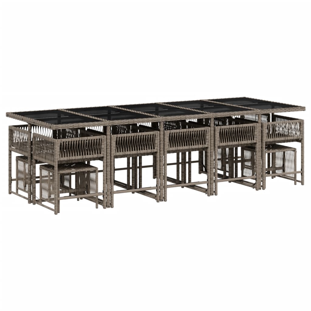 Set mobilier de grădină cu perne, 15 piese, gri, poliratan GartenMobel Dekor