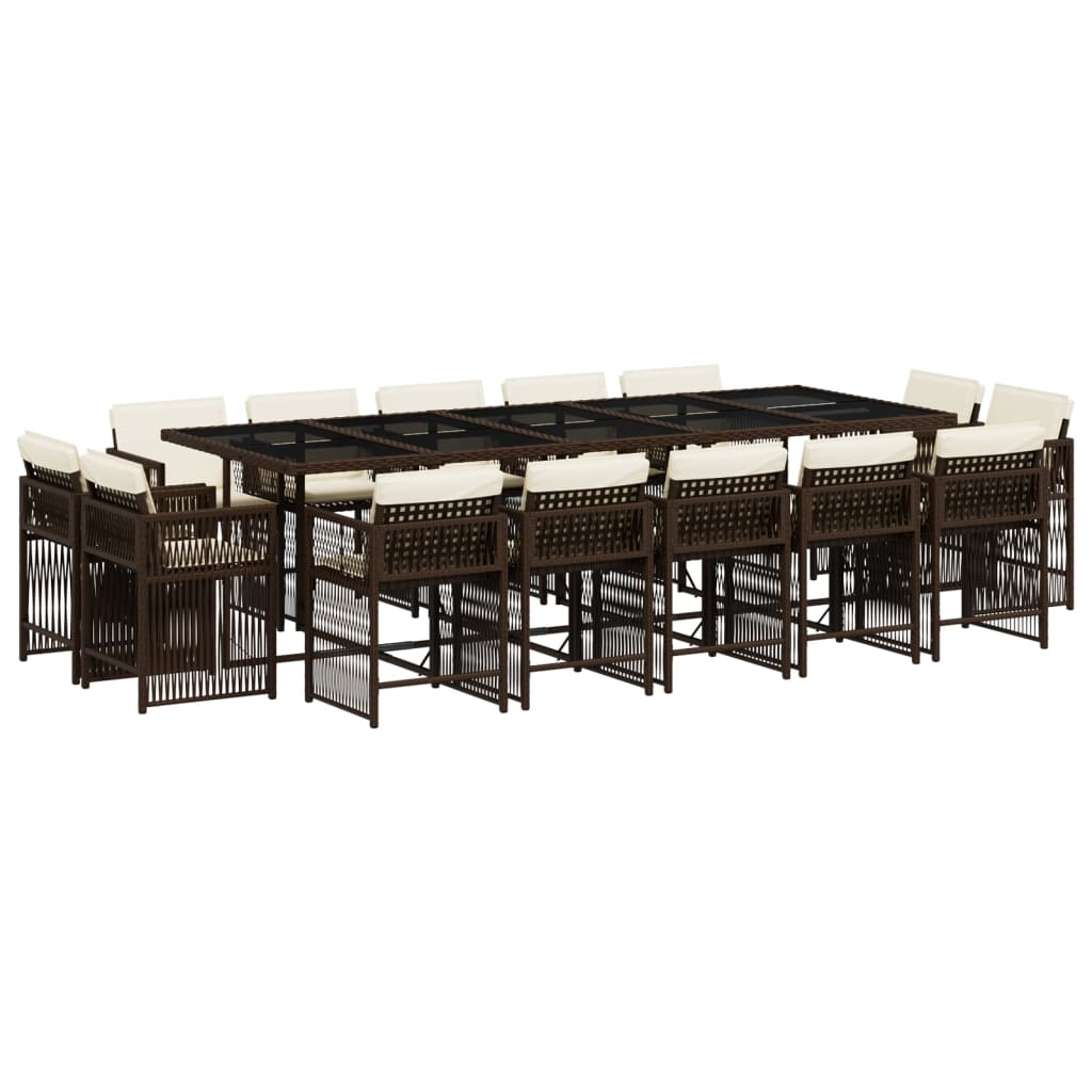 Set mobilier de grădină cu perne, 15 piese, maro, poliratan GartenMobel Dekor