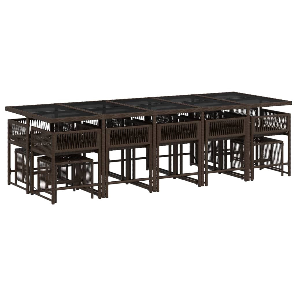 Set mobilier de grădină cu perne, 15 piese, maro, poliratan GartenMobel Dekor