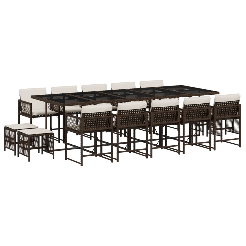 Set mobilier de grădină cu perne, 15 piese, maro, poliratan GartenMobel Dekor