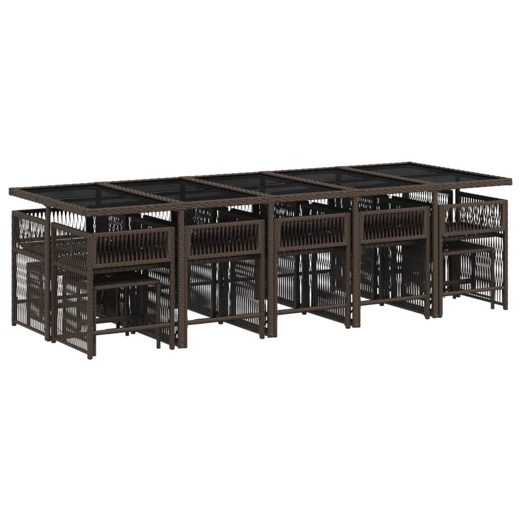 Set mobilier de grădină cu perne, 15 piese, maro, poliratan GartenMobel Dekor