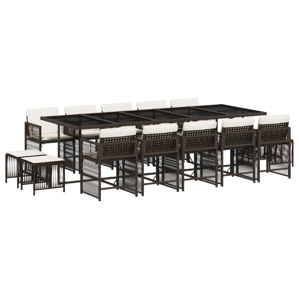 Set mobilier de grădină cu perne, 15 piese, maro, poliratan GartenMobel Dekor