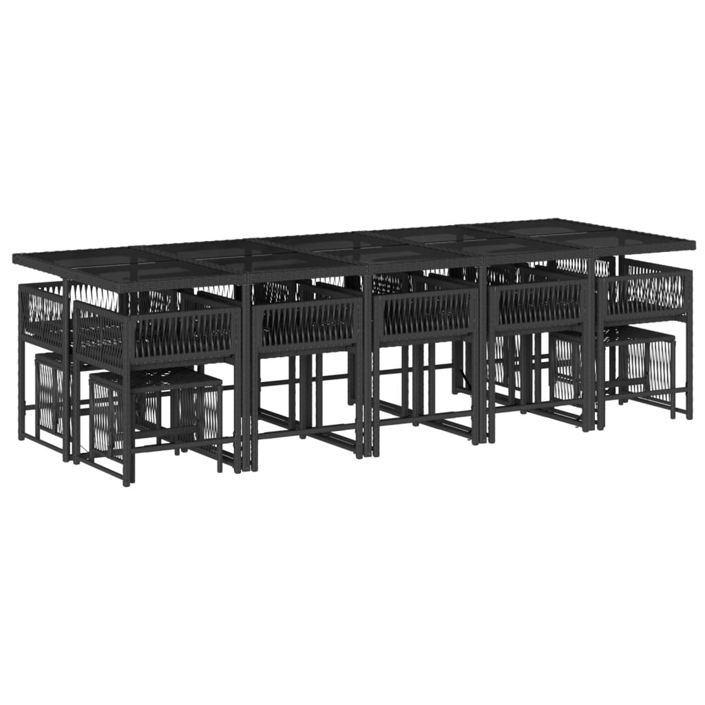 Set mobilier de grădină cu perne, 15 piese, negru, poliratan GartenMobel Dekor