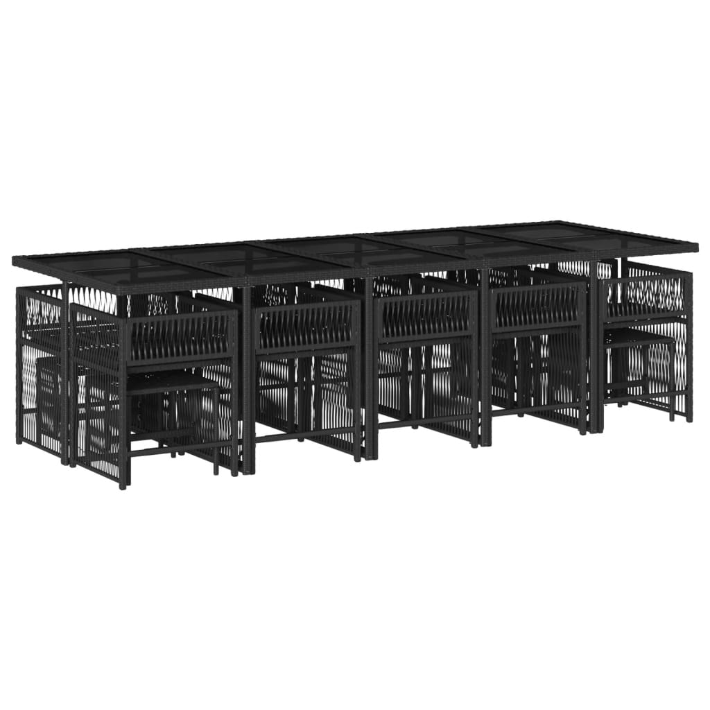 Set mobilier de grădină cu perne, 15 piese, negru, poliratan GartenMobel Dekor