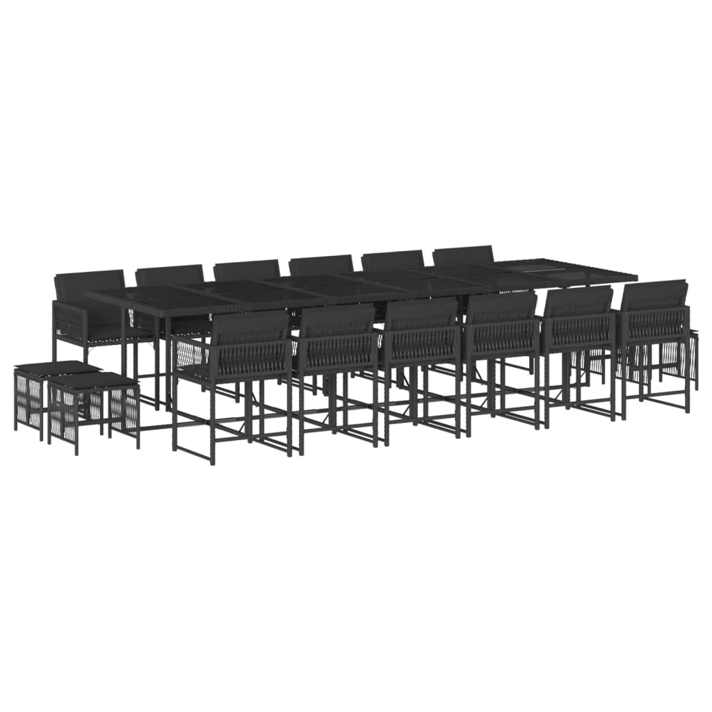 Set mobilier de grădină cu perne, 17 piese, negru, poliratan GartenMobel Dekor