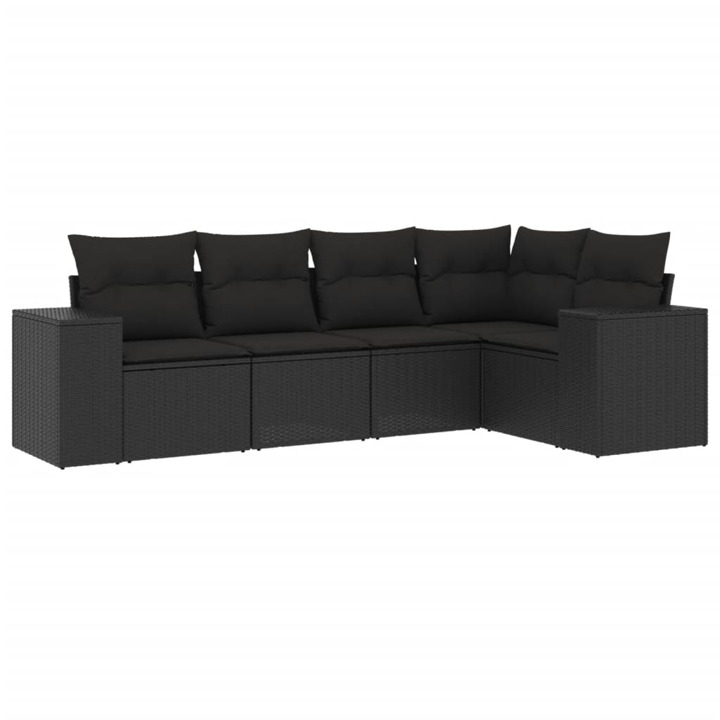 Set mobilier de grădină cu perne, 5 piese, negru, poliratan GartenMobel Dekor