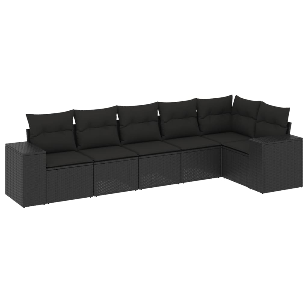 Set mobilier de grădină cu perne, 6 piese, negru, poliratan GartenMobel Dekor