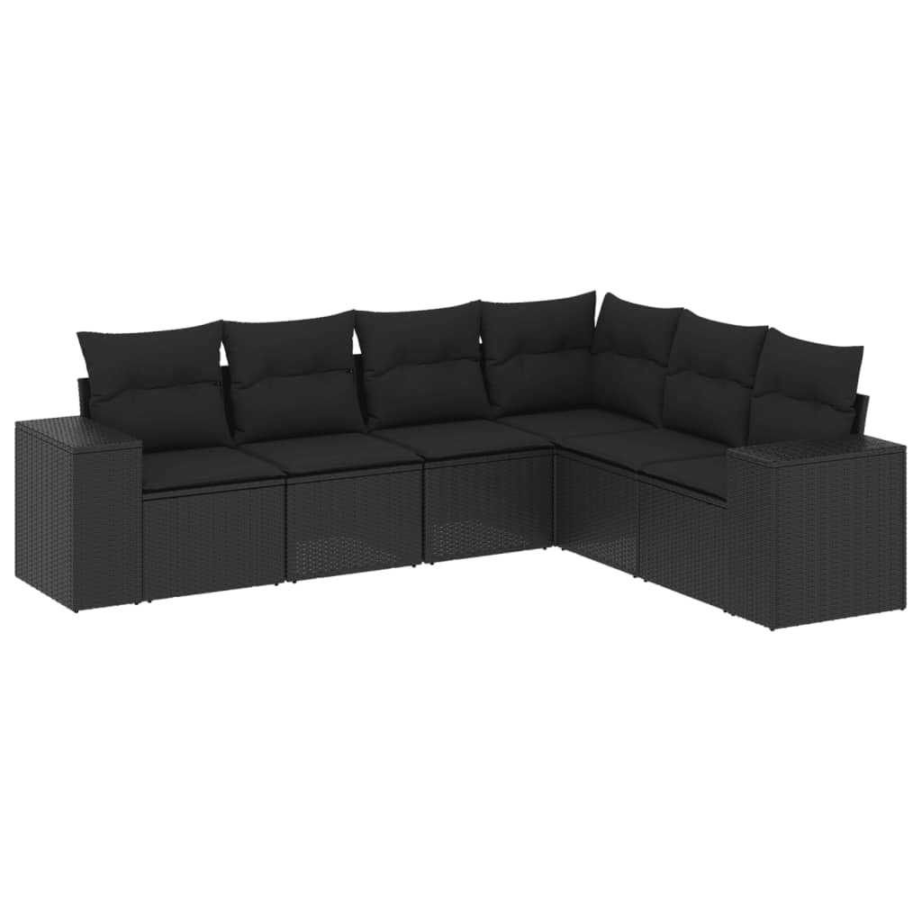 Set mobilier de grădină cu perne, 6 piese, negru, poliratan GartenMobel Dekor
