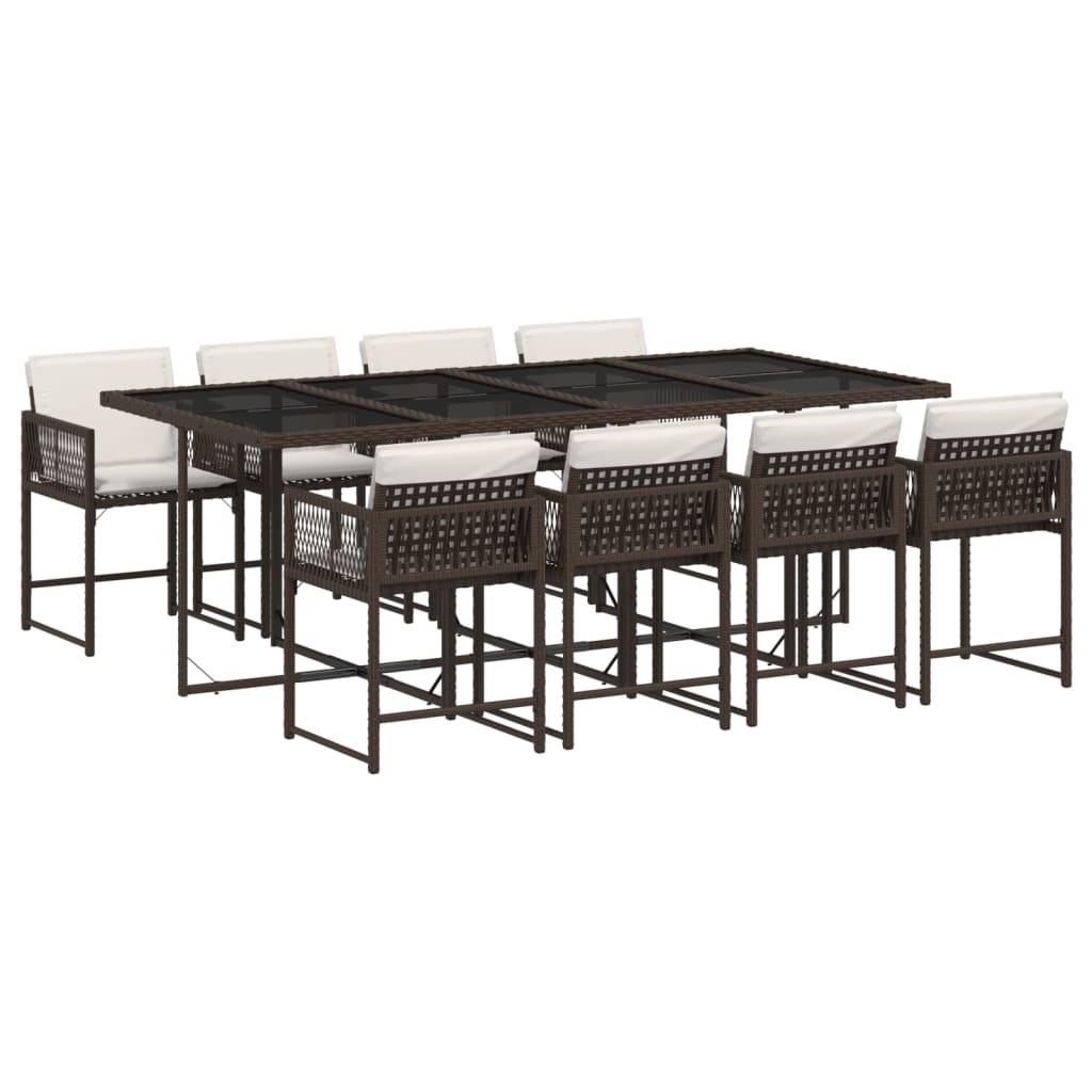 Set mobilier de grădină cu perne, 9 piese, maro, poliratan GartenMobel Dekor