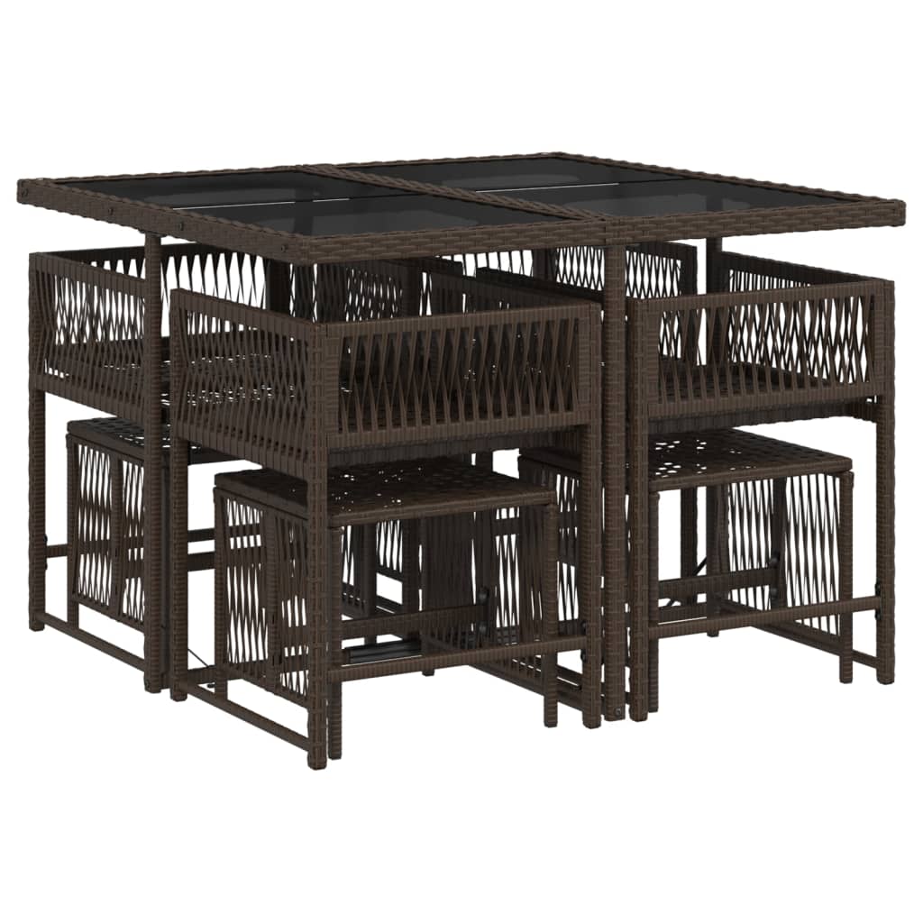 Set mobilier de grădină cu perne, 9 piese, maro, poliratan GartenMobel Dekor