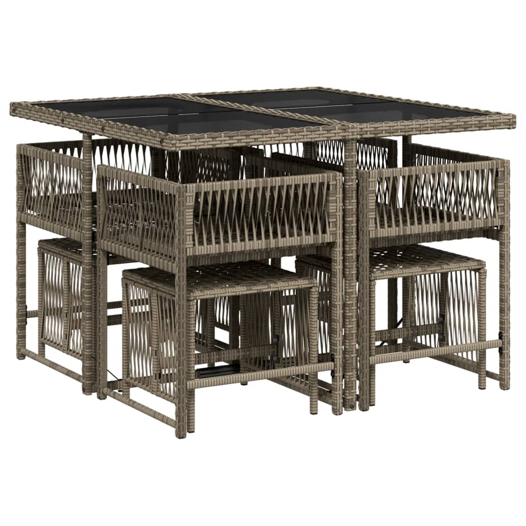 Set mobilier grădină cu perne, 9 piese, gri, poliratan GartenMobel Dekor