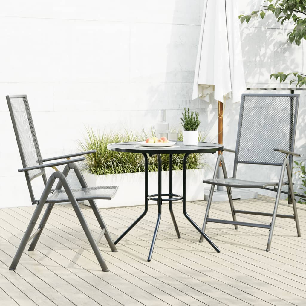Set scaune de grădină rabatabile, 3 buc., antracit, oțel vopsit GartenMobel Dekor