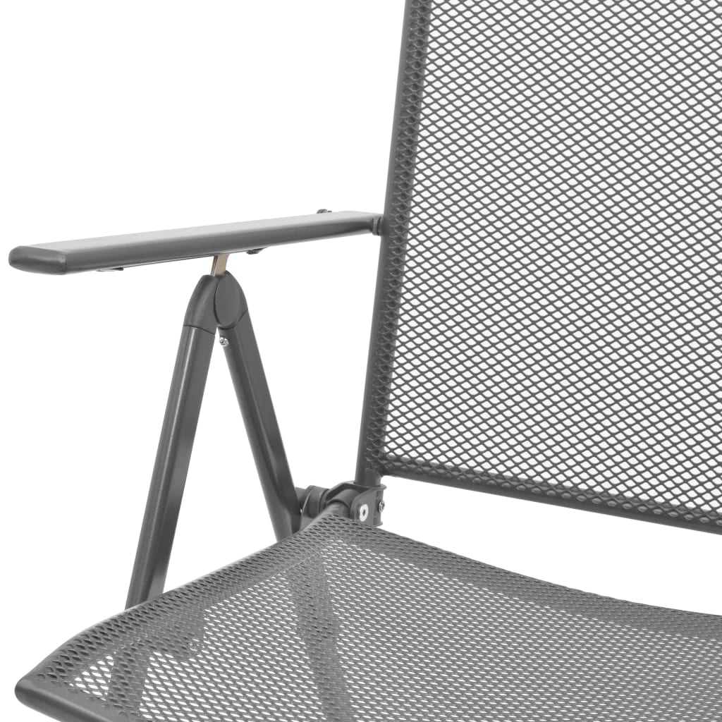 Set scaune de grădină rabatabile, 3 buc., antracit, oțel vopsit GartenMobel Dekor