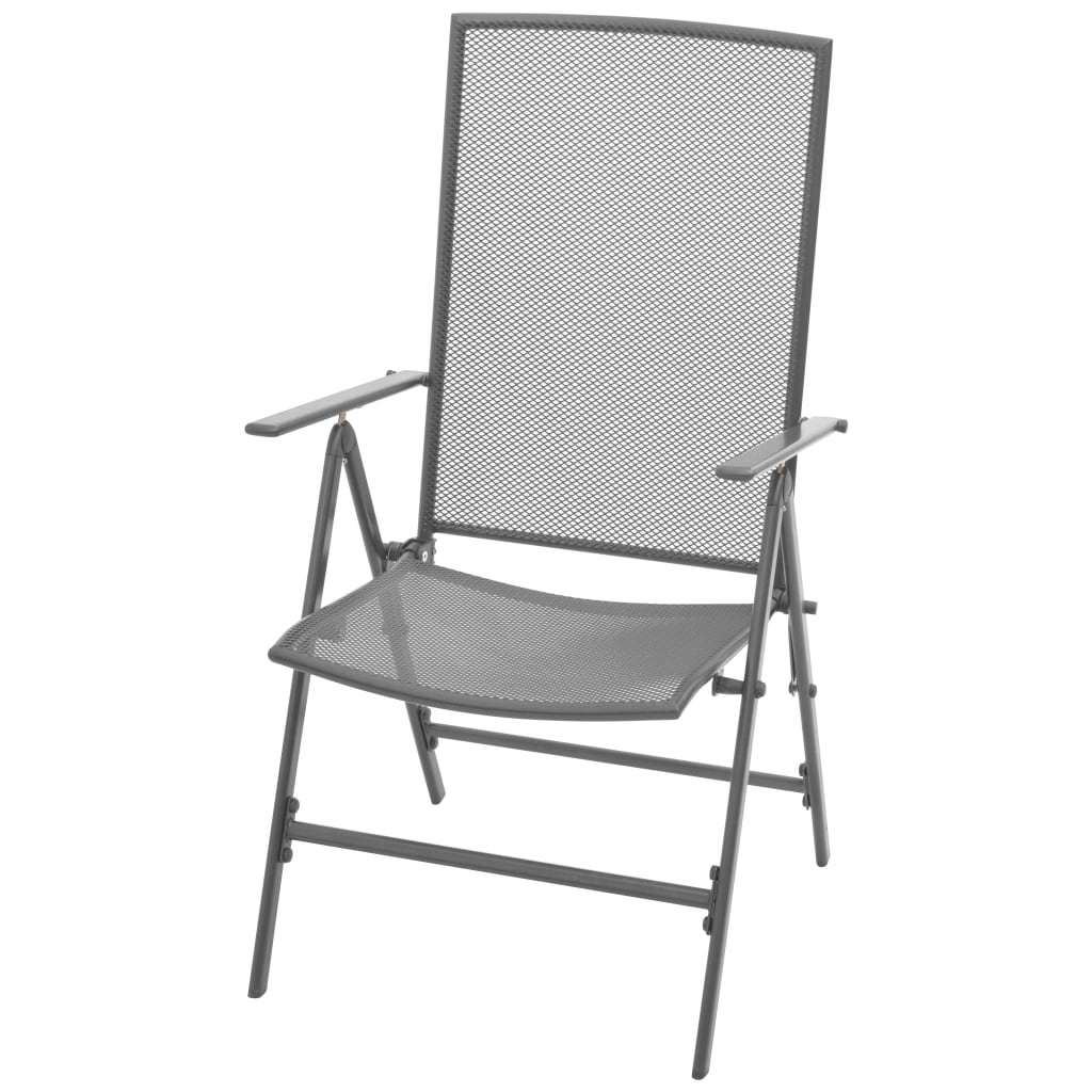 Set scaune de grădină rabatabile, 3 buc., antracit, oțel vopsit GartenMobel Dekor