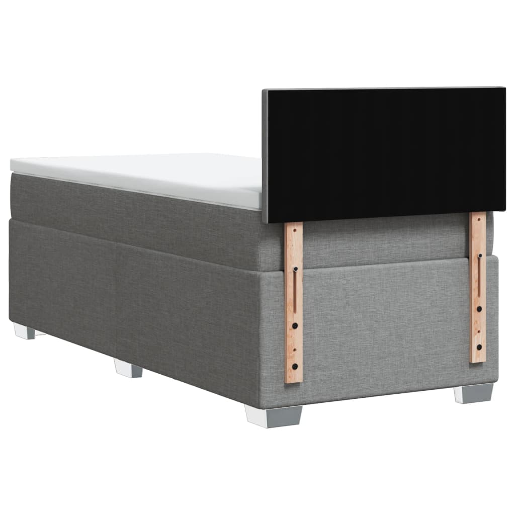Pat box spring cu saltea, gri deschis, 100x200 cm, textil GartenMobel Dekor