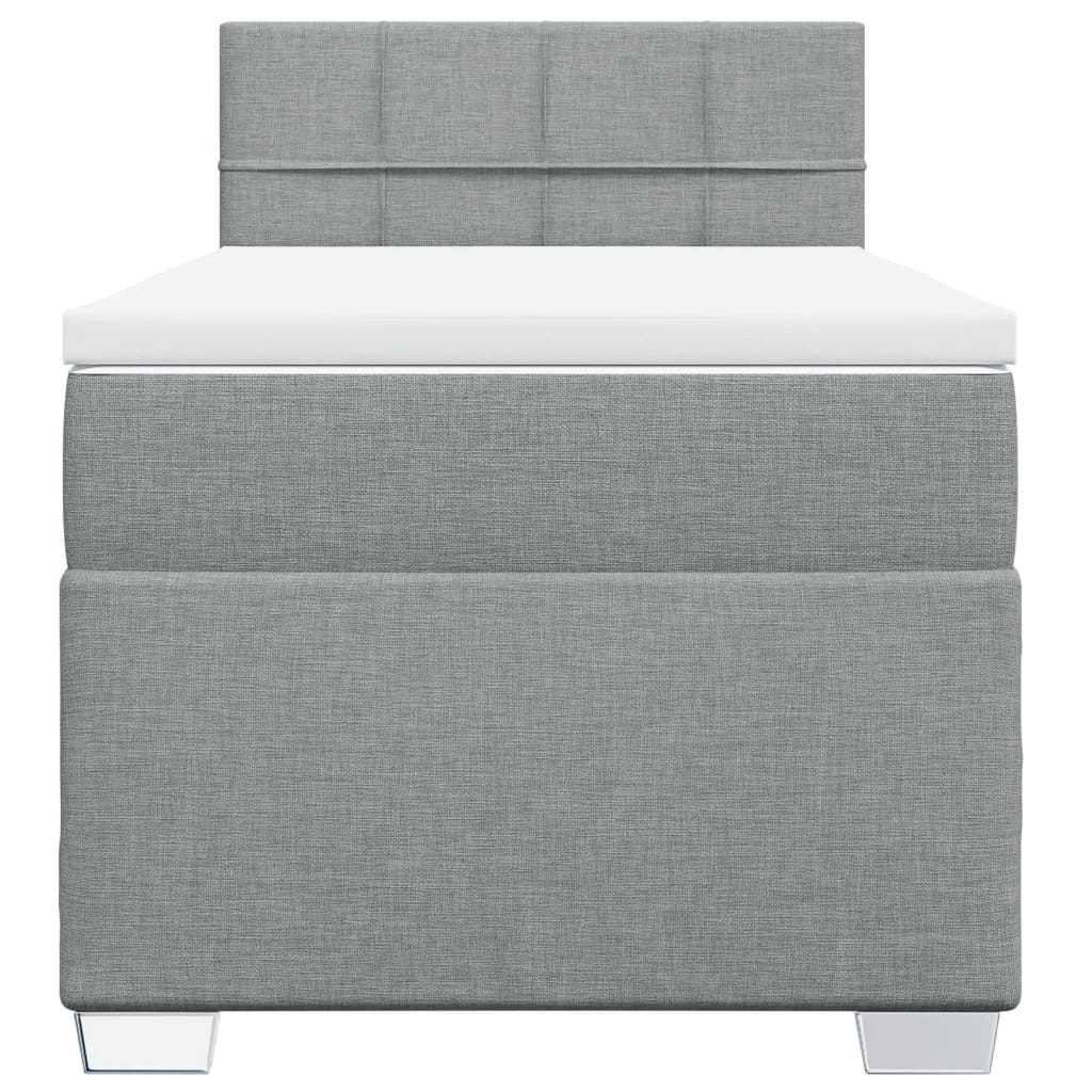 Pat box spring cu saltea, gri deschis, 90x190 cm, textil GartenMobel Dekor