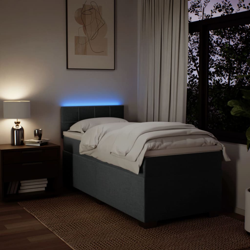 Pat box spring cu saltea, gri închis, 90x190 cm, textil GartenMobel Dekor