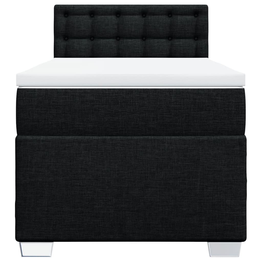 Pat box spring cu saltea, negru, 90x200 cm, textil GartenMobel Dekor