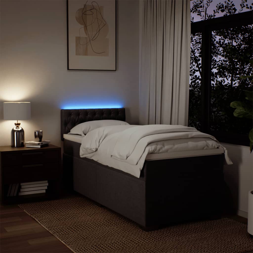 Pat box spring cu saltea, maro închis, 100x200 cm, textil GartenMobel Dekor