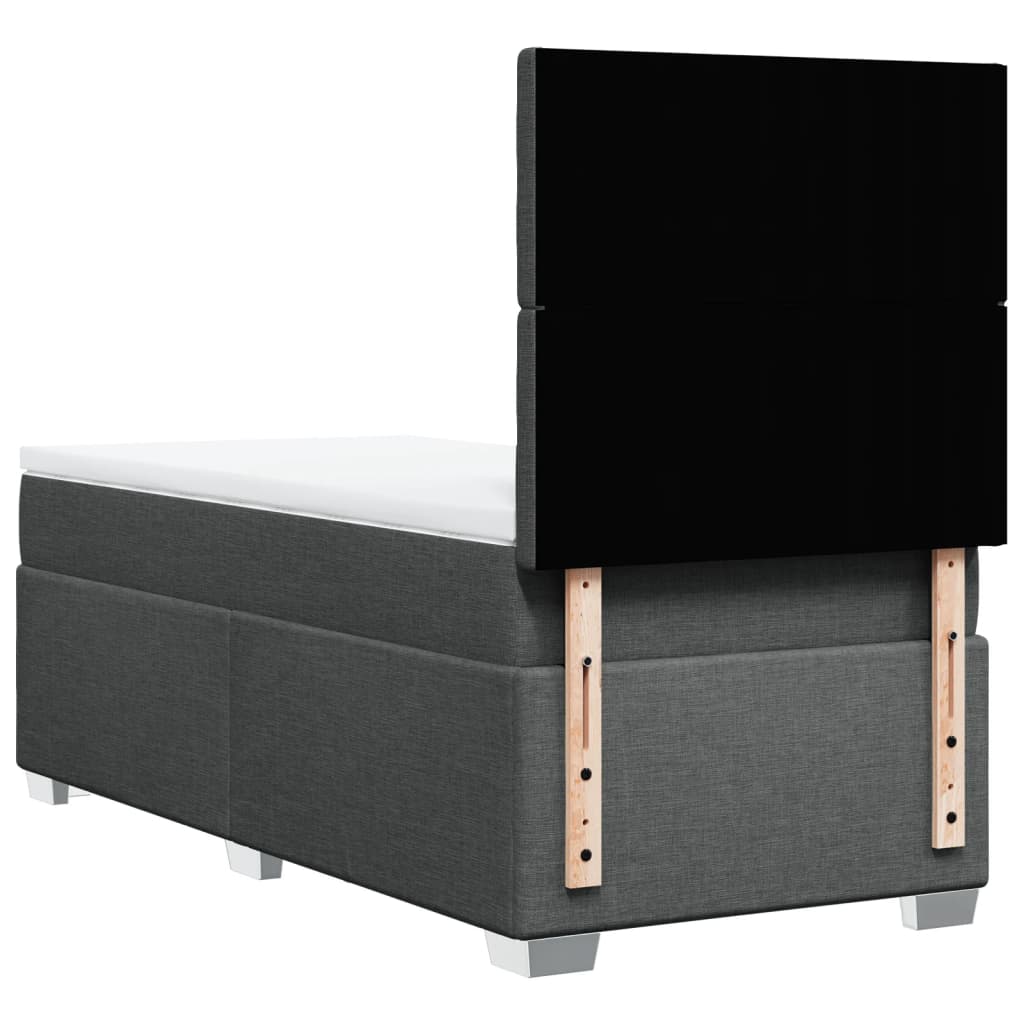 Pat box spring cu saltea, gri închis, 100x200 cm, textil GartenMobel Dekor