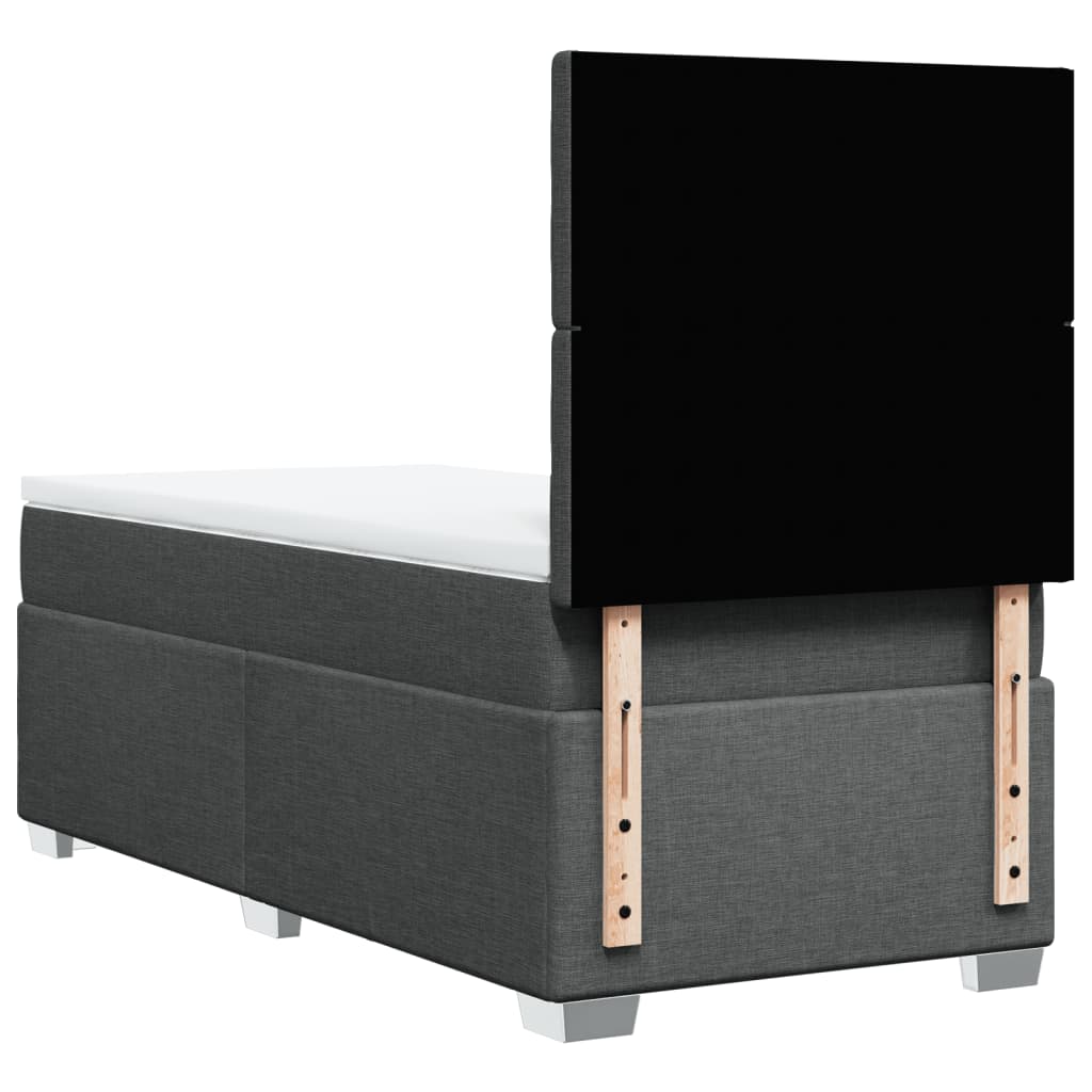 Pat box spring cu saltea, gri închis, 90x190 cm, textil GartenMobel Dekor